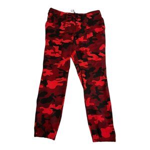 NEW Michael Kors Men's Red Camouflage Woven Joggers - Size 34/32